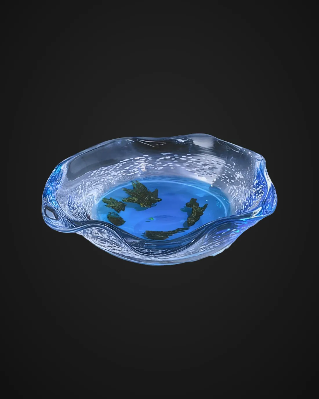 Blue glass plate by Vania Galli